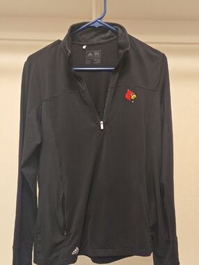 Adidas Black Half-Zip Pullover with Red Cardinal Patch Size M